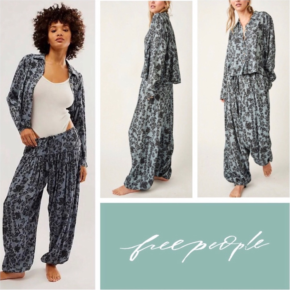 Free People Steady Love PJ Set in Balsam Combo Size XS